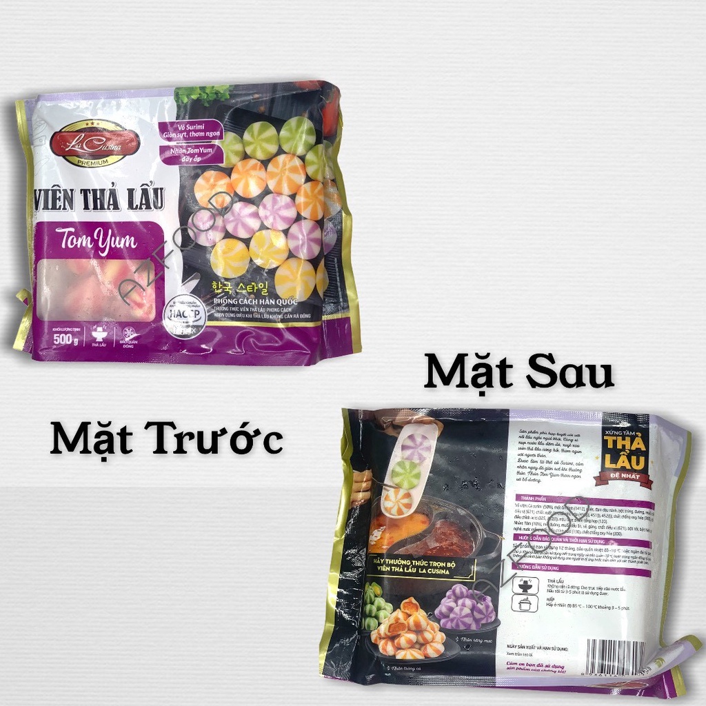 Viên thả lẩu vị răng mực hãng lacusina, làm cá viên chiên các loại