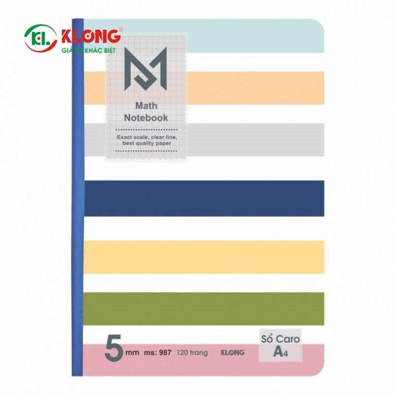Sổ KLONG Caro A4 Math Notebook may 120 trang; MS 987 [Sổ caro Klong]