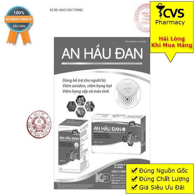 An Hầu Đan [Mua 6 Tặng Ngay 1] - Viên Ngậm Giảm Viêm Họng, Amidan (1 Hộp 20 Viên)