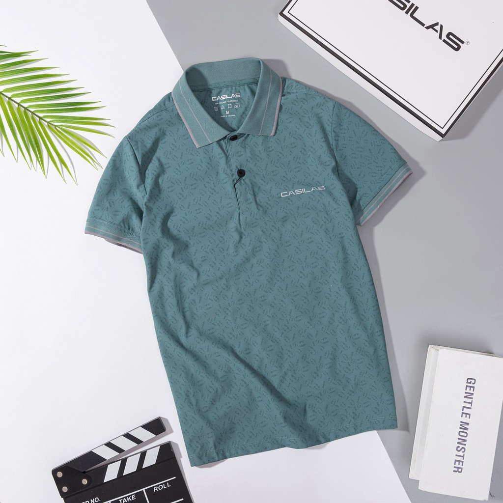 Áo thun nam tay ngắn ⚡CASILAS⚡Áo thun nam tay ngắn có cổ in họa tiết vải coolmax xuất xịn, chuẩn form thanh lịch P2112 | BigBuy360 - bigbuy360.vn