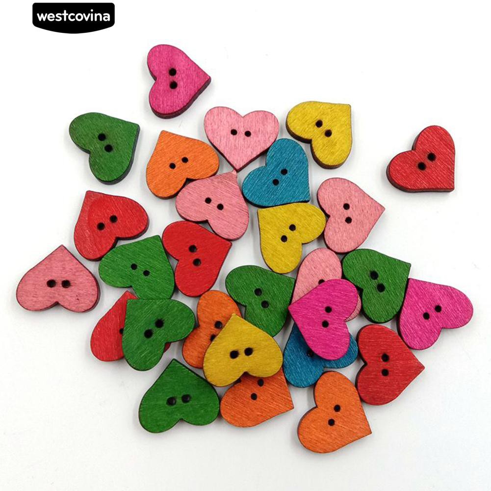 Set 100 Nút Gỗ 2 Lỗ Nhiều Màu Chuyên Dụng Cho Thợ May Vá