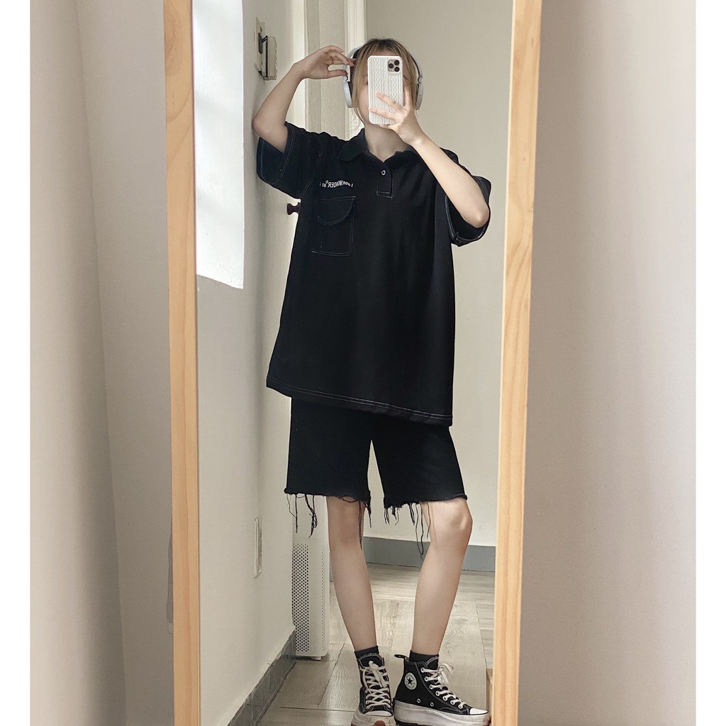 Áo Polo Wonder Form Rộng Chất Da Cá Sấu May Chỉ Nổi Nam Nữ Unisex | BigBuy360 - bigbuy360.vn