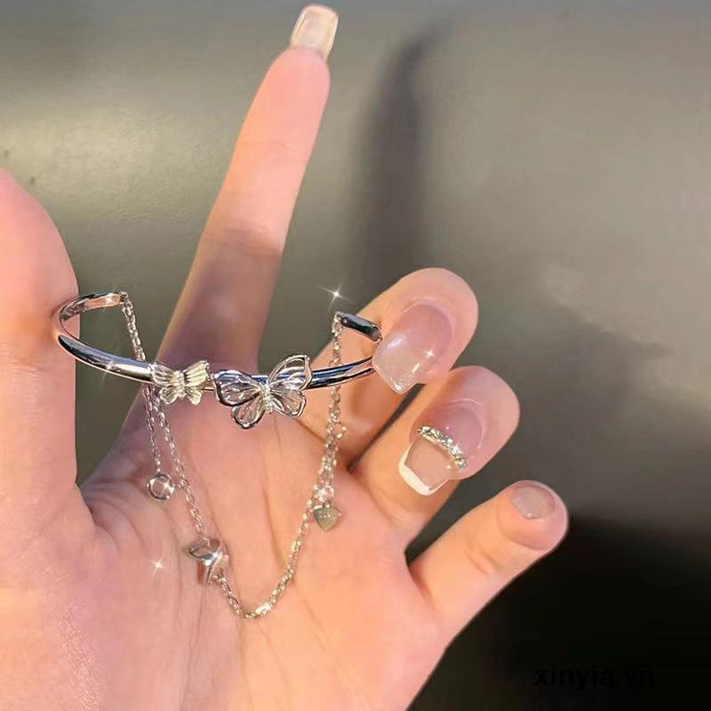 Vòng Tay Hai Lớp Bằng Hợp Kim Hình Bướm Thời Trang Dành Cho Nữ