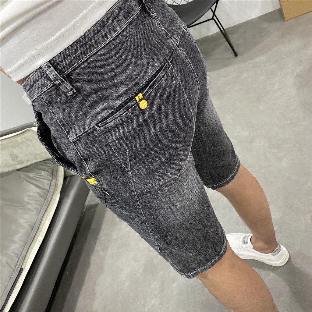 Quần Short Jean Lưng Vừa Dáng Ôm Thiết Kế Rách Thêu Họa Tiết Thời Trang Cá Tính Cho Nam