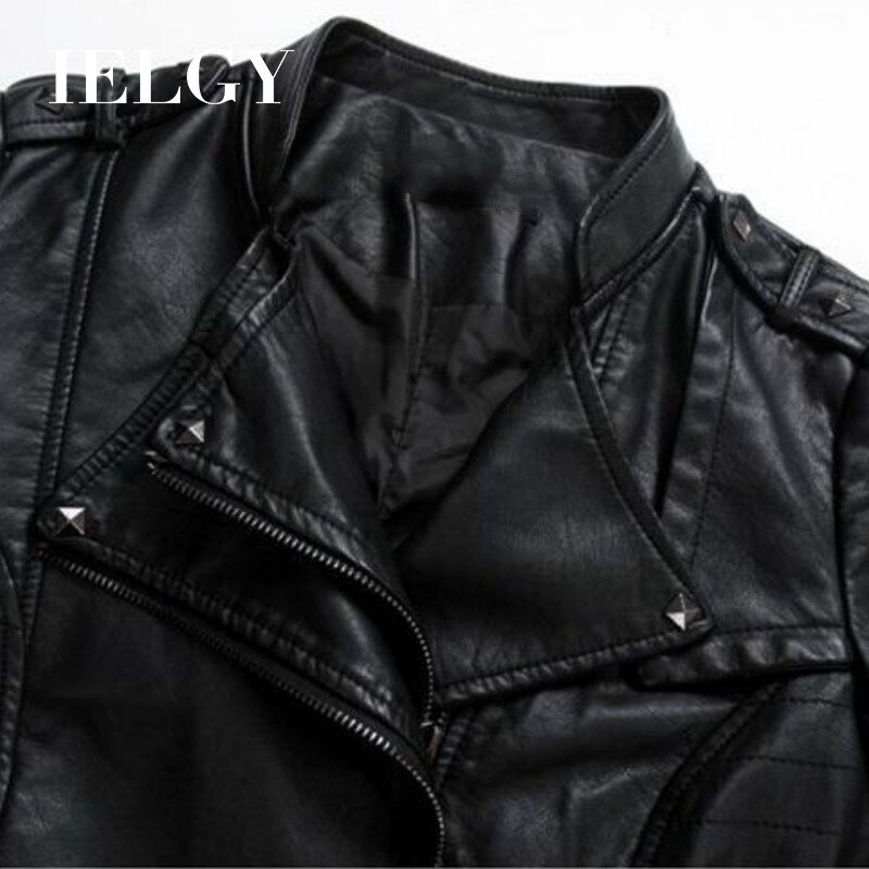 IELGY Áo Khoác Da Pu Ngắn Dáng Ôm Màu Trơn Kiểu Hàn Quốc Xinh Xắn Cho Bạn Gái