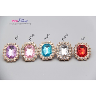 Set 2 cái Charm hạt nhựa giả đá hình bầu dục 2cm