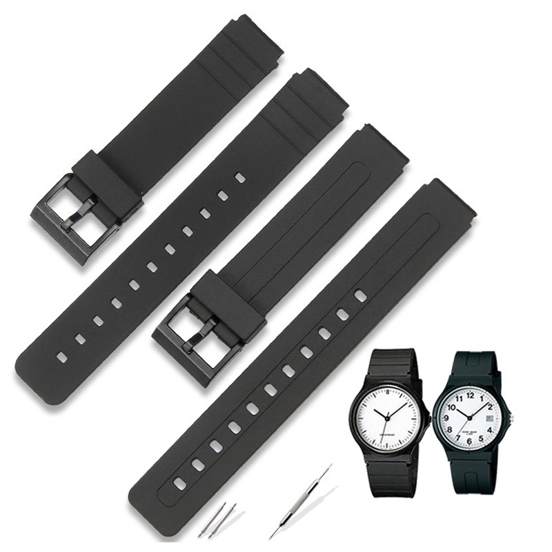 Dây đeo cổ tay cao su chất lượng cao cho Casio MQ-24 MQ24 MQ-71 MQ71 MQ-76 MQ76 Vòng đeo tay màu đen