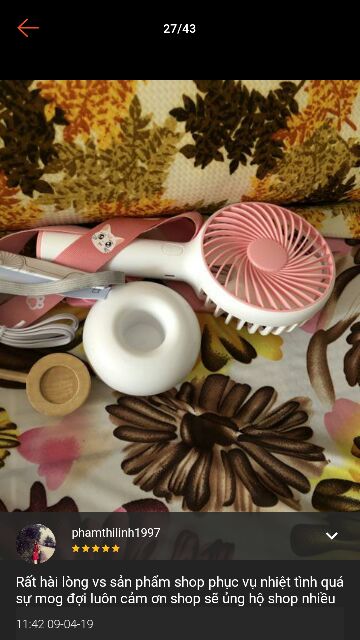 Quạt cầm tay mini Joil 3 cấp độ QT031 tặng kèm dây đeo (chat với shop để chọn dây)