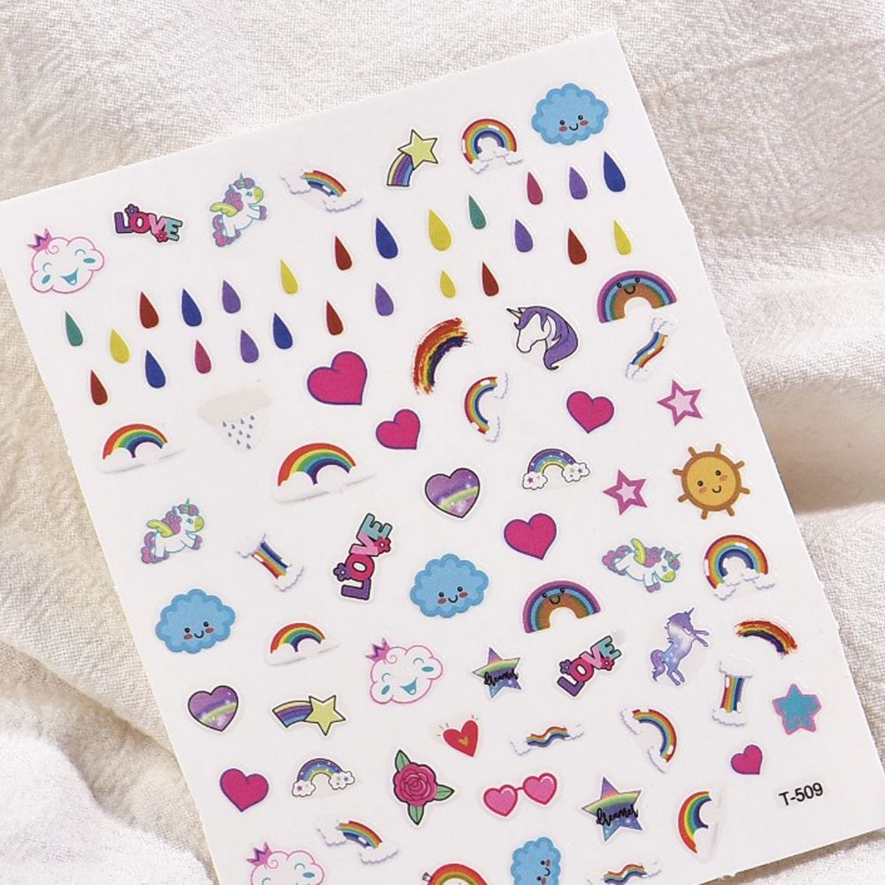 [Hàng mới về] Miếng Dán Trang Trí Móng Tay In Chữ Cái Và Hoa Xinh Kiểu Hoạt Hình Nhiều Kiểu Bắt Mắt Cho Nữ