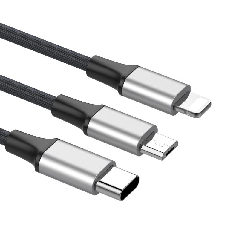 Dây cáp sạc nhanh 3A tốc độ cao Baseus Cable tích hợp 3 đầu kết nối Type-C to Lightning/Micro/Type-C/iPhone/iPad