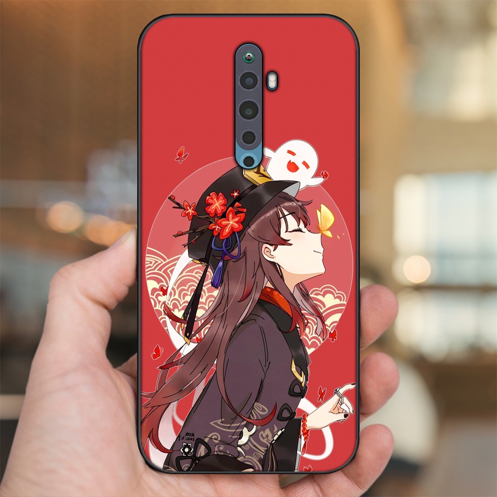 Ốp lưng Oppo Reno 2F viền đen in hình Hutao Genshin Impact