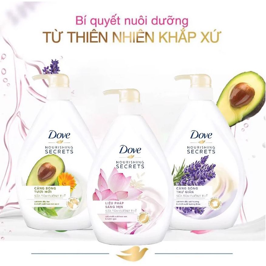 [530g] Sữa Tắm Dưỡng Thể Căng Bóng Da Chiết Xuất Từ Thiên Nhiên Dove Nouishing Secret