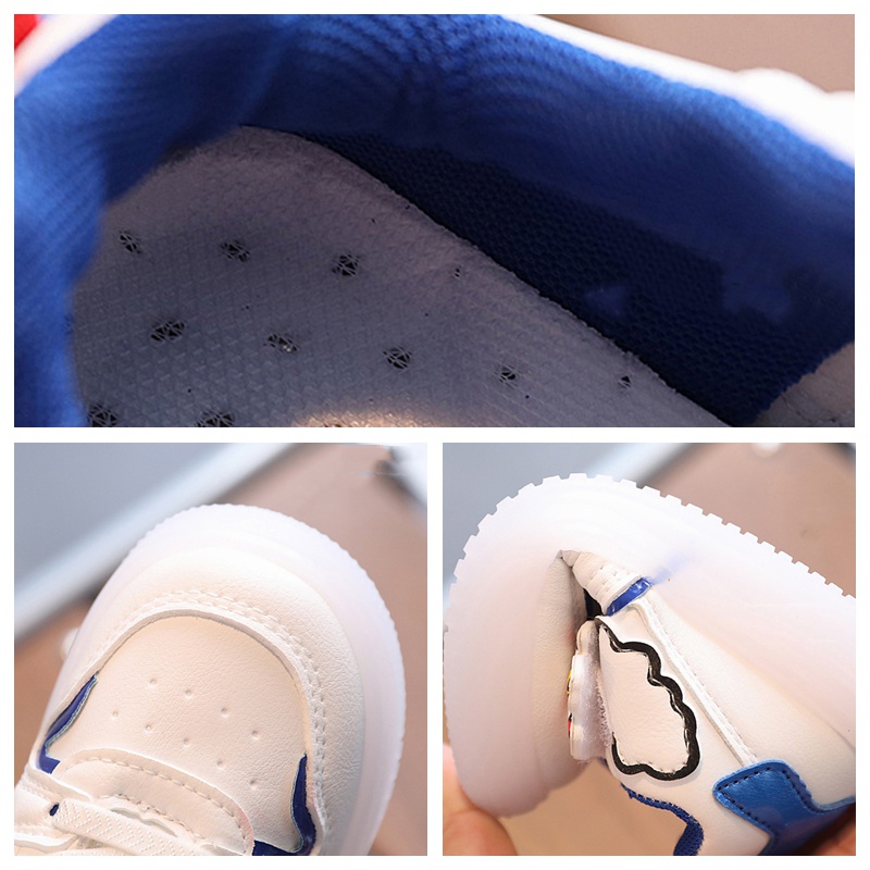 Giày Sneaker Đế Phẳng Chống Trượt Có Đèn LED Thoáng Khí In Họa Tiết Hoạt Hình Dễ Thương Cho Bé Trai & Gái 1 -