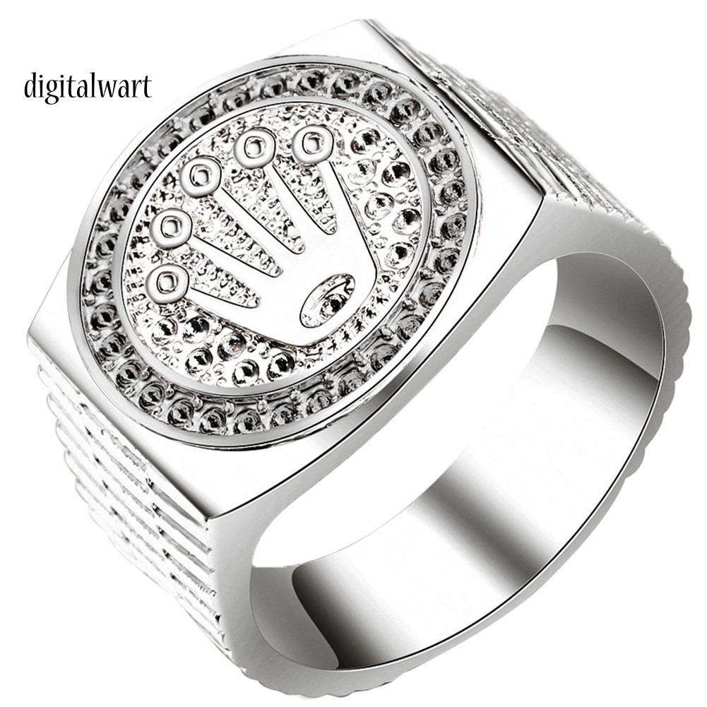 Nhẫn Khắc Hình Vương Miện Đính Đá Thời Trang Cho Nam Nữ