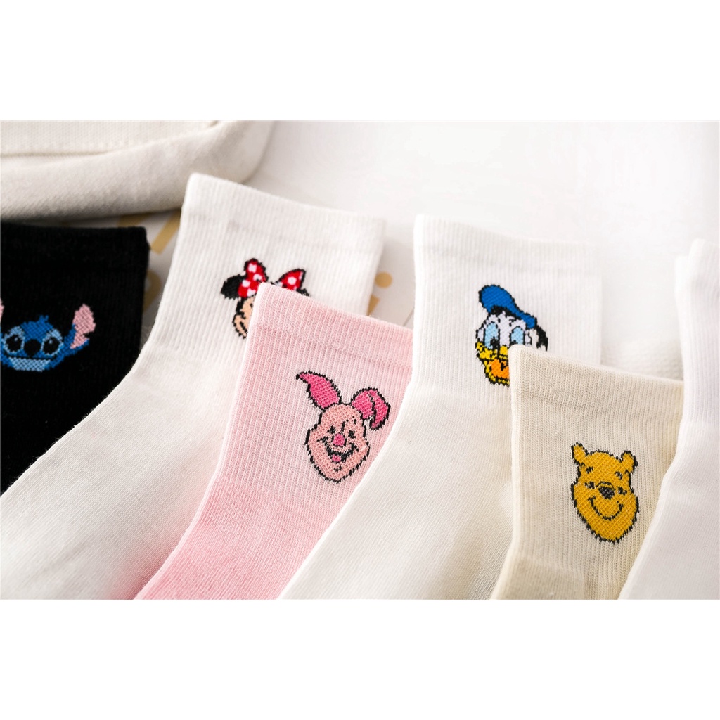 Disney Đôi TẤT Vớ Nữ Cotton Họa Tiết Chuột Mickey Vịt Hoạt Hình Dễ Thương