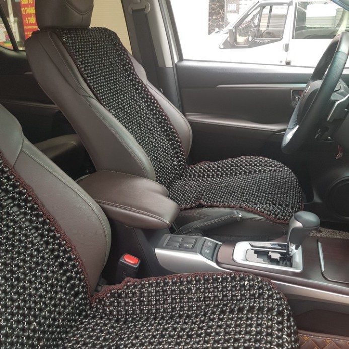 Sản Phẩm Đệm hạt gỗ tựa lưng massage lót ghế ô tô 100% gỗ Mun tự nhiên, đan kết diềm mép cao cấp .