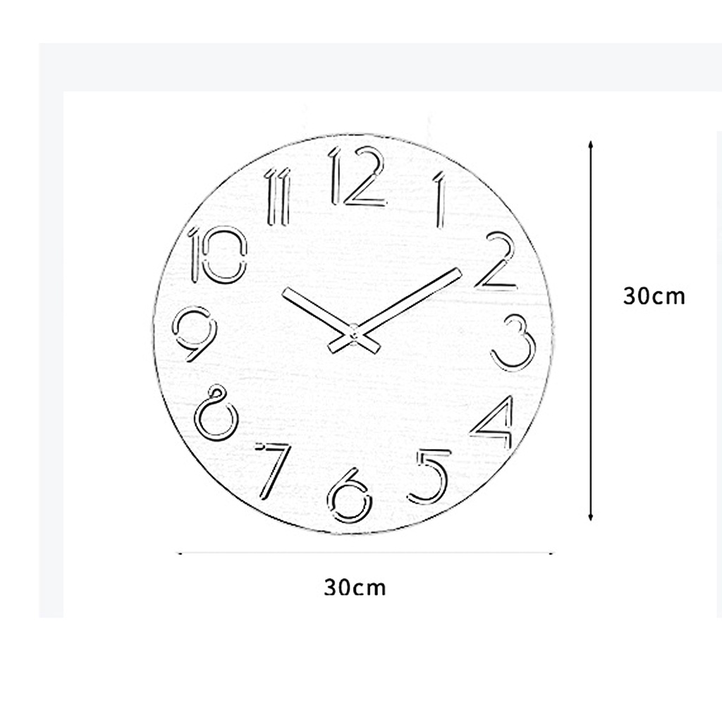 Đồng hồ treo tường trang trí đẹp phong cách số cắt chìm UMASO