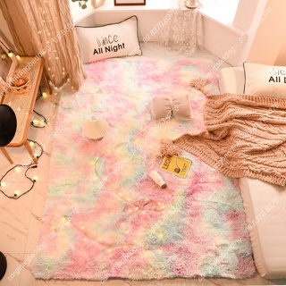Thảm lông loang màu cầu vồng Lót Sàn Phòng Ngủ, Phòng Khách - (Mặt Sau Chồng trơn trượt)