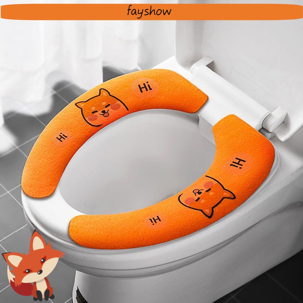 Miếng Đệm Lót Bồn Cầu Bằng Vải Bông Họa Tiết Hoạt Hình Giữ Ấm Mùa Đông Có Thể Giặt Sạch Nhiều Màu