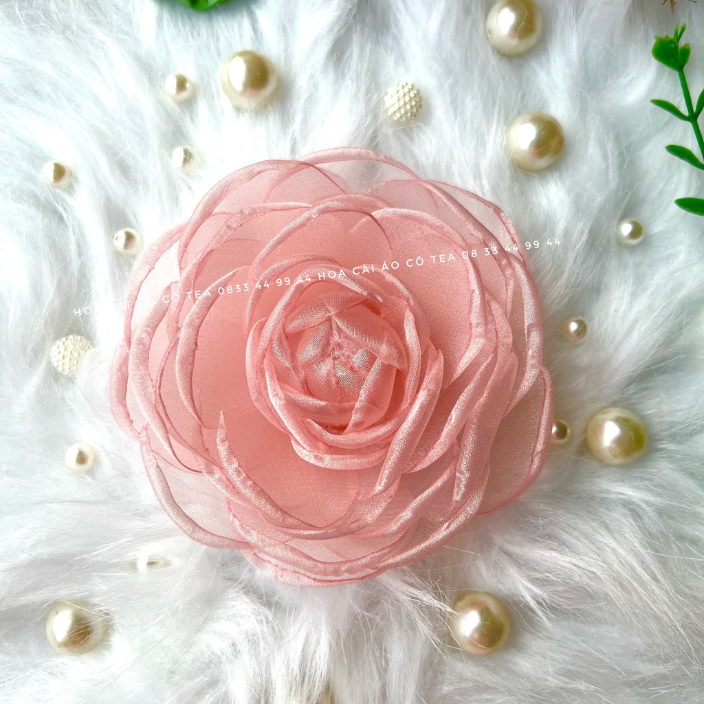 Hoa cài áo - hoa cài áo handmade cao cấp - hoa cài váy - hoa hồng cài áo - hoa handmade - tag hoa to size 10cm- TEA008