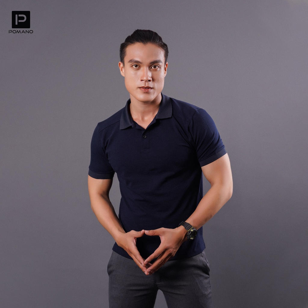 Áo thun POLO nam cổ bẻ vải cá sấu Cotton xuất xịn, thiết kế phong cách sang trọng lịch lãm Navy POMANO