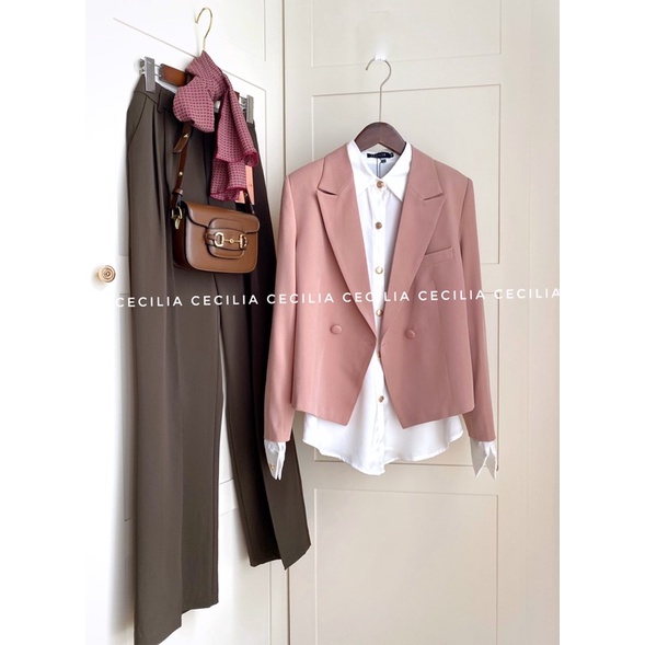 Áo blazer nữ dài tay dáng ngắn lỡ CECILIA Design - thiết kế ASTER (Ảnh thật) hợp với người thấp nhỏ, ko ngắn như croptop | BigBuy360 - bigbuy360.vn