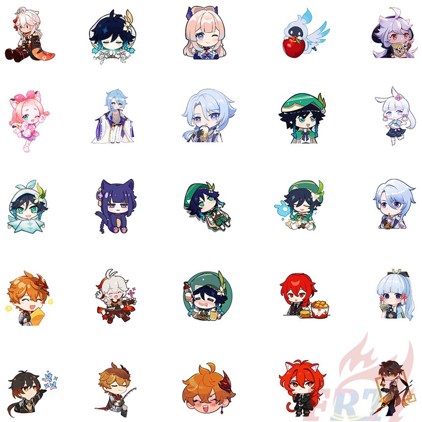 ❉ Q Genshin Impact Series 02 Stickers ❉ 50Pcs/Set DIY Waterproof Fashion Mixed Doodle Decals Stickers