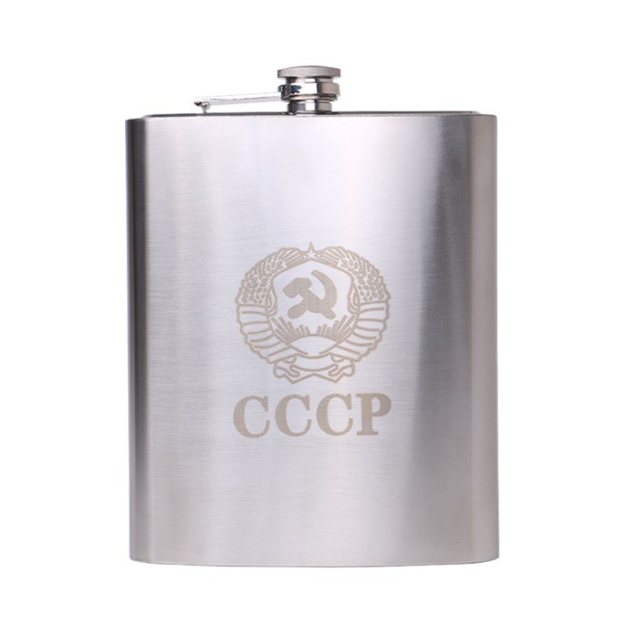 [1.5 LÍT, DÀY 0.6mm, INOX 304] Bình rượu CCCP inox 48oz (1.5 lít), bao da đeo vai cá tính