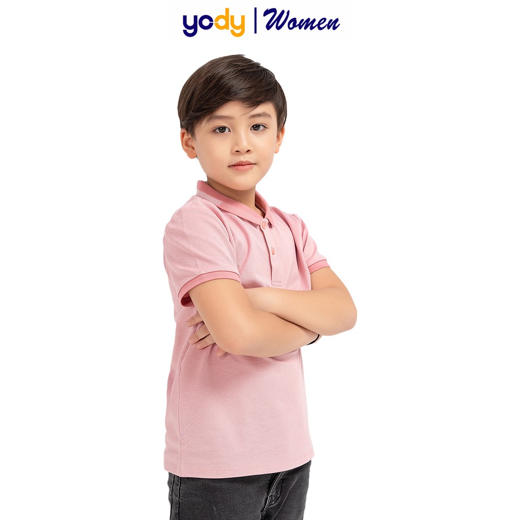 Áo polo trẻ em YODY chất liệu mắt chim phối bo KID3072