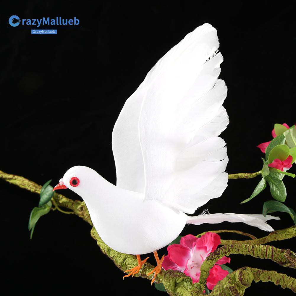 Crazymallueb❤Simulation Foam White Pigeon Fake Artificial Bird Wedding Home Ornament❤New