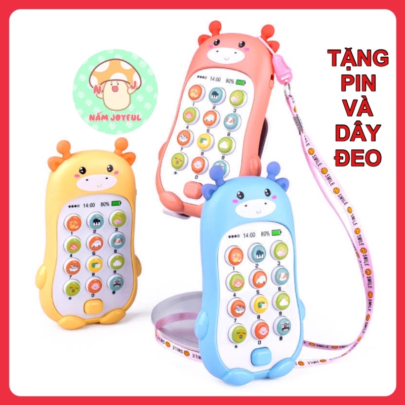 Điện thoại chiếu hình phát nhạc, phát sáng chú hươu dễ thương cho be
