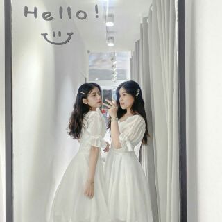 Đầm trắng xòe tay nơ [ KÈM ẢNH THẬT ]