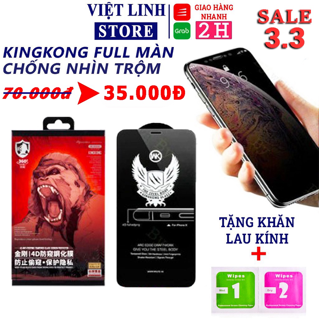 Cường lực chống nhìn trộm kingkong, kính cường lực chống nhìn trộm iphone 6 7 plus - 11 12 13 promax - Việt Linh Store