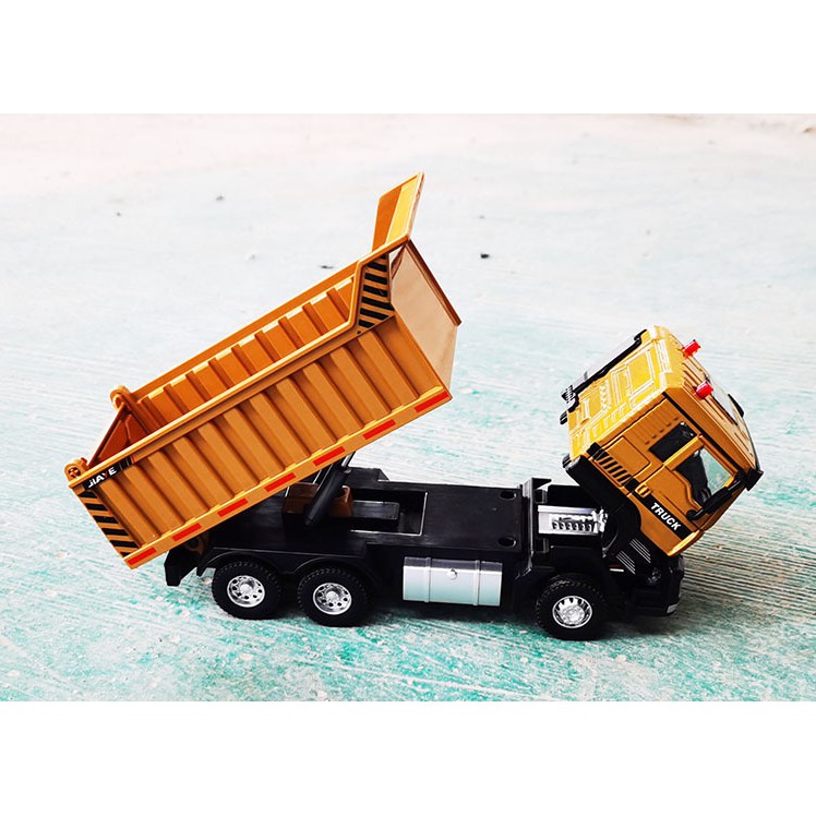 Mô hình xe ben Mô hình xe tải kim loại tỉ lệ 1:50 có đèn và nhạc