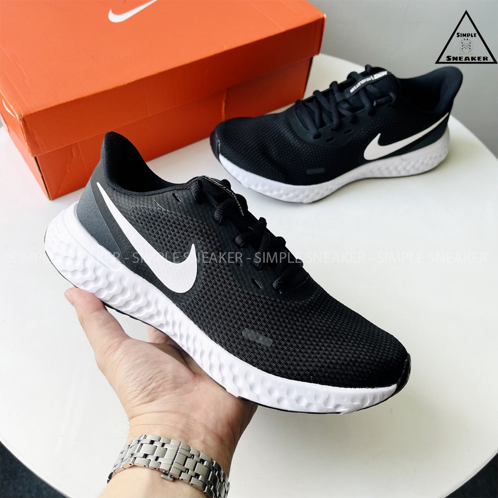 Giày Chạy Bộ Nike Revolution Chính Hãng 🔴SIMPLE SNEAKER🔴 Nike Revolution 5 Core Black Womens Running Auth