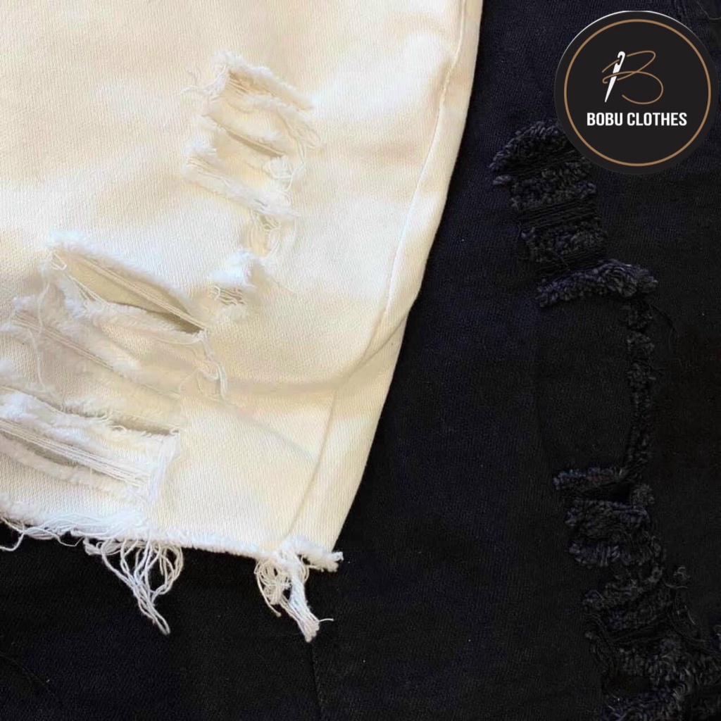 [Xả hàng] Chân váy Kaki rách- Bobu shop - Chất hàng loại 1 - đủ sz SML- đơn giản dễ mặc - có lót trong - 2 màu trắng đen