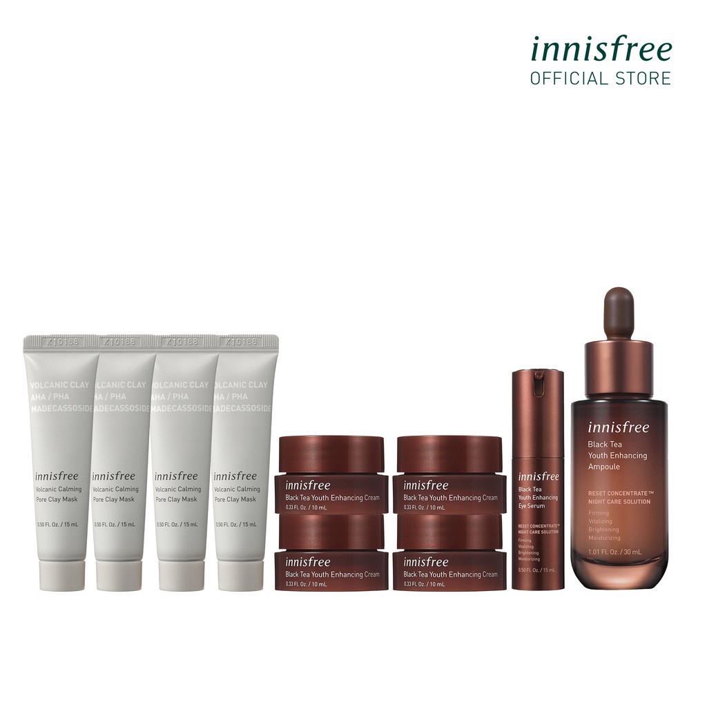 Bộ sản phẩm phục hồi da và chống lão hóa trà đen Innisfree Black Tea Youth Enhancing Set 4