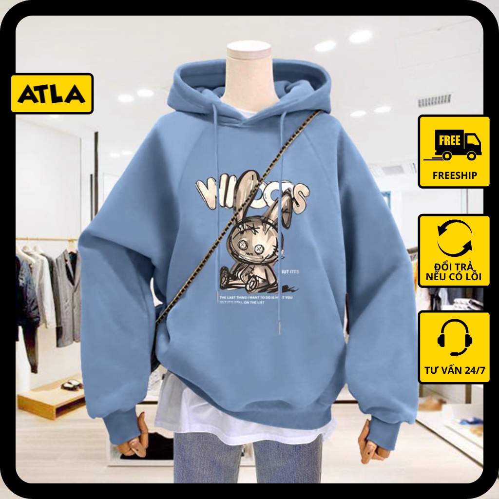 Áo Hoodie Unisex đôi form rộng nam nữ Thỏ Wioces