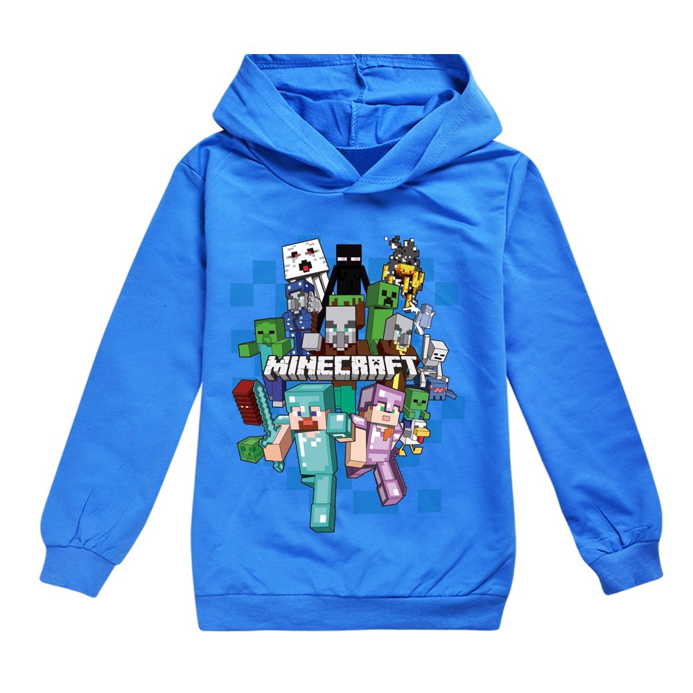 Áo Hoodie Tay Dài In Hình Game Minecraft Cho Bé Từ 4-15 Tuổi