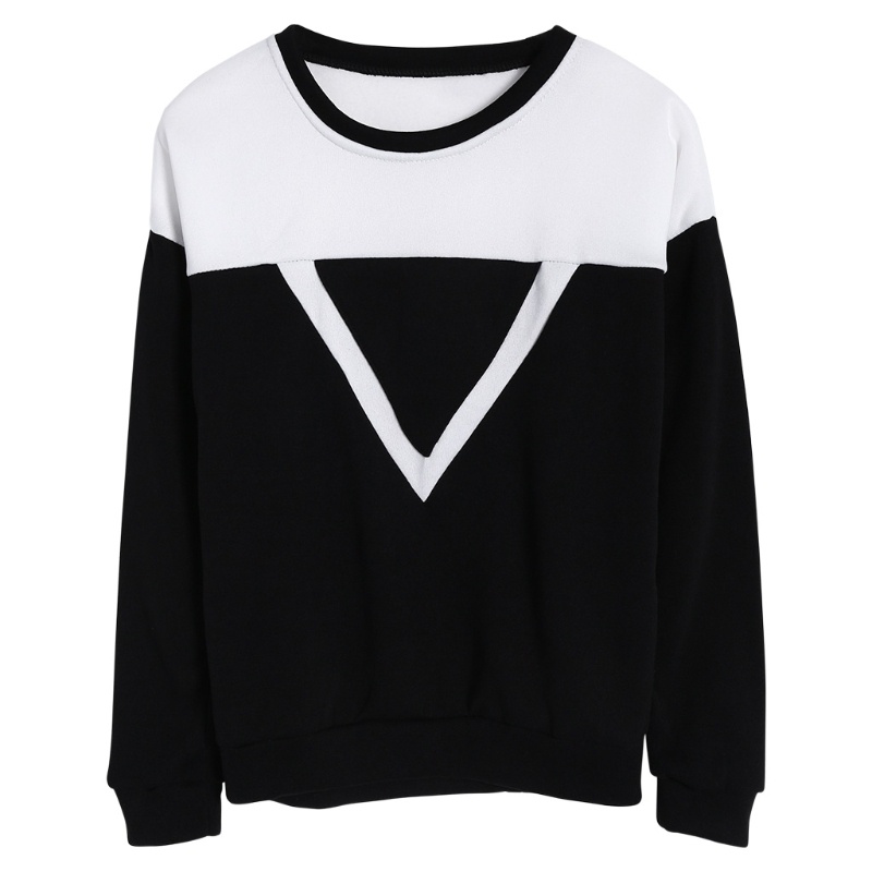 Áo Hoodie Tay Dài Cổ Tròn In Họa Tiết Tam Giác Xinh Xắn Cho Nữ