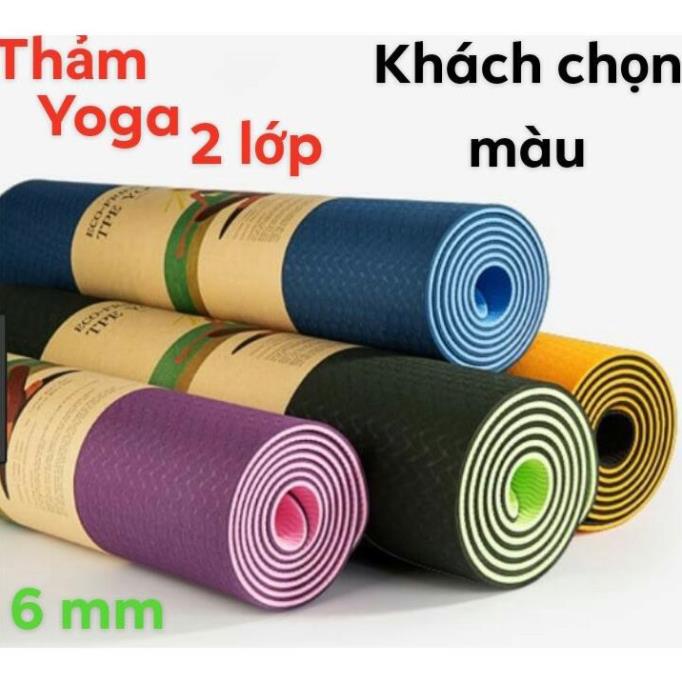 [ GIÁ SỐC ] Thảm tập YOGA, GYM cao su non TPE 2 lớp chống trượt tập thể dục tại nhà 6mm SIÊU BỀN