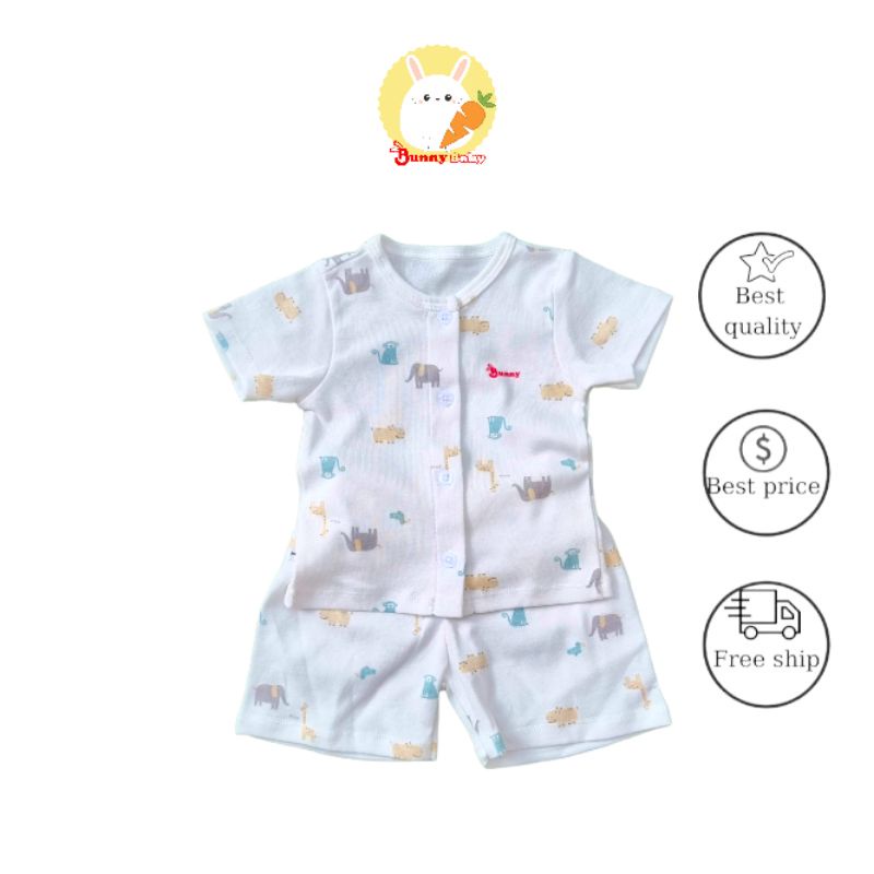 Bunnybaby - Bộ cộc cài nút sơ sinh cao cấp chất đẹp Bunny cho bé 3-10kg