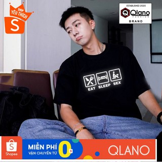 Áo phông nam nữ phản quang SÁNG - ĂN - CHƠI unisex form rộng tay lỡ - áo thun basic siêu đẹp