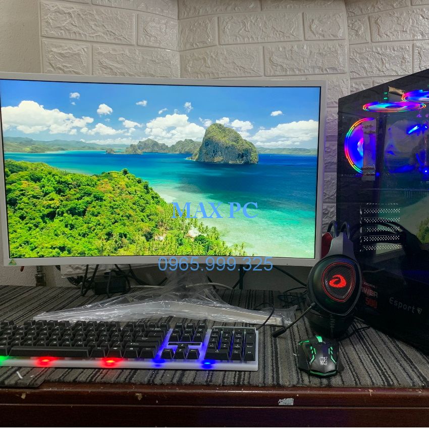 Máy tính chơi game thiết kế đồ họa MAX PC CPU core i5 10400F, Ram 32GB,SSD M2 128GB, Card 1050TI + Qùa tặng