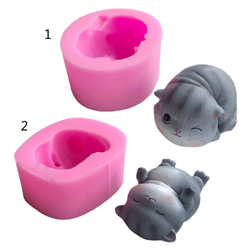 Khuôn silicon làm nến/xà phòng hình chú mèo dễ thương diy trang trí nhà ở