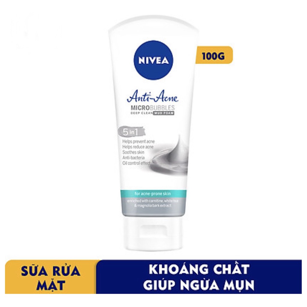 Sữa rửa mặt NIVEA Anti-Acne khoáng chất giúp ngừa mụn