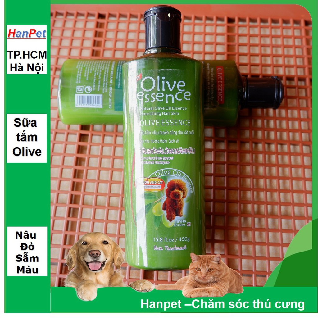 Sữa tắm chó mèo OLIVE 450ml - tinh chất dầu ô liu (4 loại) làm mượt lông Tẩy ố Go White