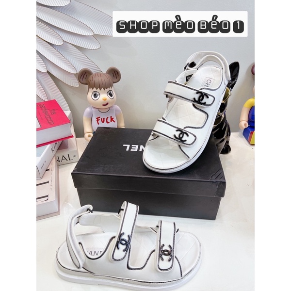 Sandal cn quai dán ngang viền đen đế bằng fullbox