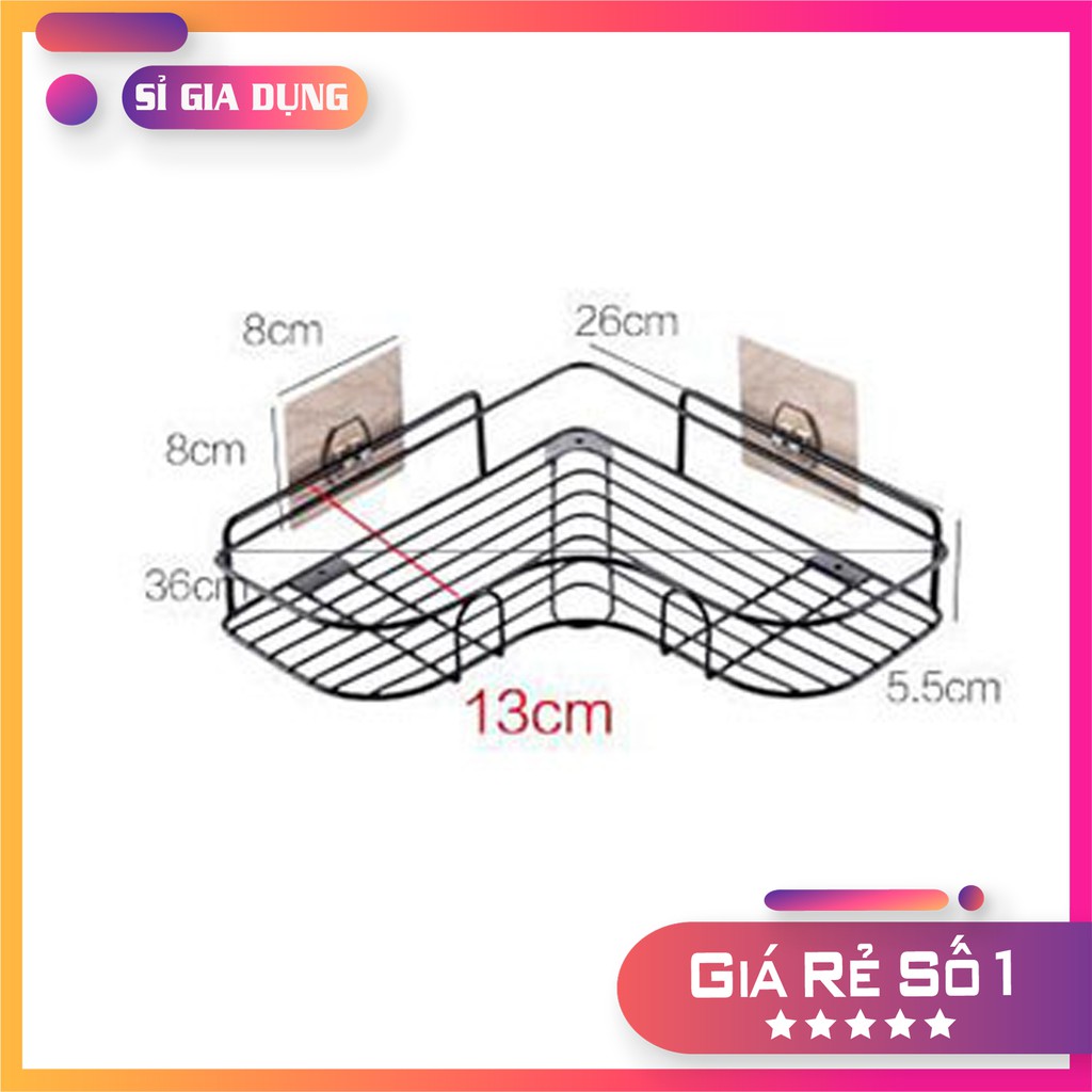 kệ góc kim loại dán tường sơn tĩnh điện MÃ TGS 04 + 4 miếng dán