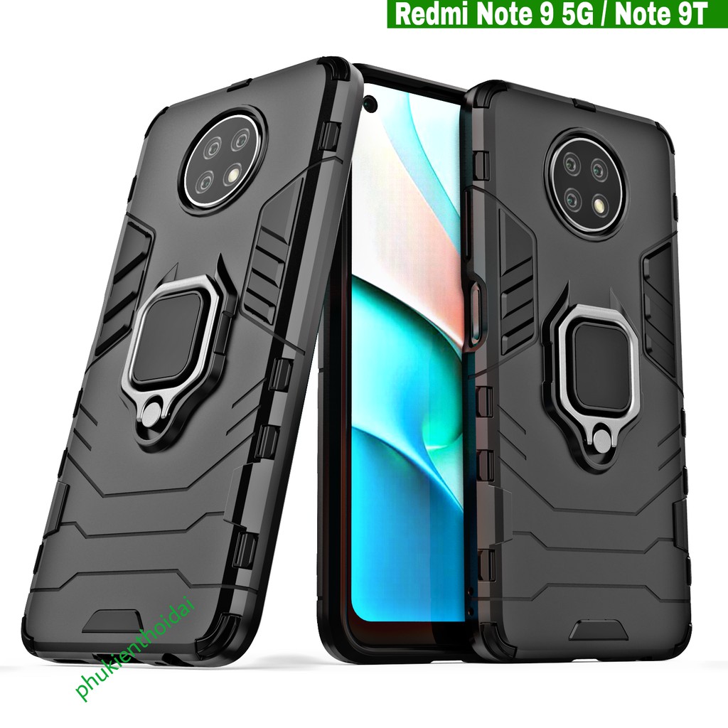 Ốp lưng Redmi Note 9 5G / Note 9T / Note 12 Pro 4G Iron Man Iring chống sốc giá đỡ xem phim cao cấp